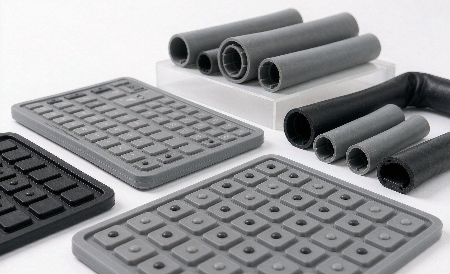 Silicone rubber keypads and electronic components